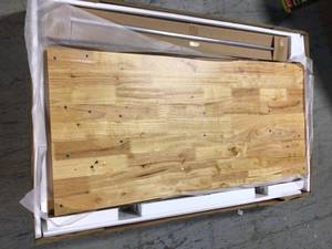 52 in. Adjustable Height Work Table with 2-Drawers in White by Husky Customer Returns See Pictures