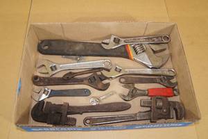 Assorted Adjustable and Pipe Wrenches