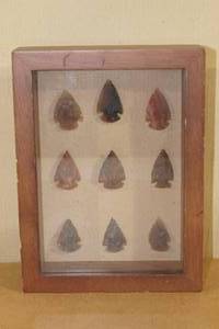 Shadow Box Display of Arrow Heads