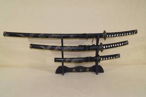 3 Samurai Sword Set with Stand