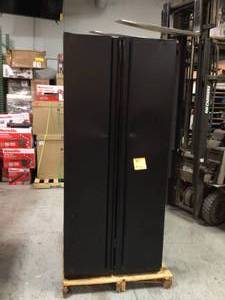 Heavy Duty Welded 20-Gauge Steel Freestanding Garage Cabinet in Black (36 in. W x 81 in. H x 24 in. D) by Husky No Keys Customer Returns See Pictures