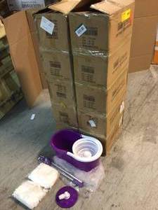 Lot of 10 Boxes of Microfiber Spin Mop String with Bucket Mop Kit Purple by Winado Customer Returns See Pictures