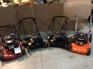 Lot of Assorted Lawn Mowers Various Models and Conditions See Pictures