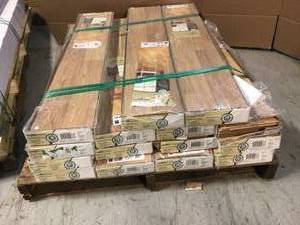 15 Boxes of Blairmore Hickory Natural 7 mm Thick x 8.03 in. Wide x 47.64 in. Length 2-Strip Laminate Flooring (23.91 sq. ft.case) by TrafficMaster Customer Returns See Pictures