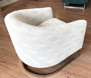 Never used Ronni Accent Chair By Jonathan Louis with chrome base in custom STAR VELVETPUTTY fabric.