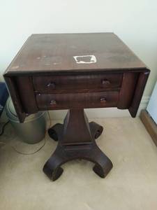 lot 29 image: Two Drawer Antique Dropleaf End Table