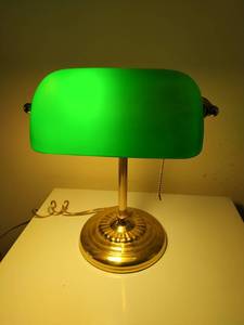 lot 35 image: Green Glass Top Desk Lamp