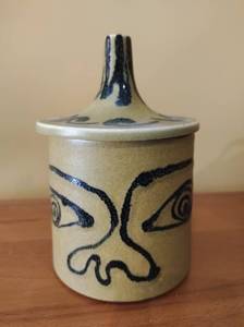 lot 60 image: Lidded Pottery Canister Made in Japan