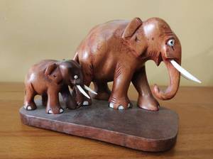 lot 61 image: Hand carved Elephant Figurine