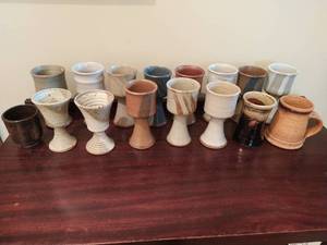 lot 136 image: Collection of Hand thrown Ceramic Goblets and Cups