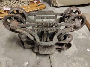 lot 221 image: Vintage Myer Pulley Barn Hay Trolley Puller