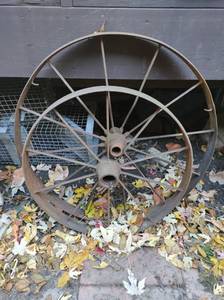 lot 227 image: Two Old Wagon Wheels