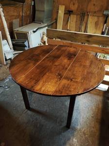 lot 250 image: Vintage Wood Drop Down Table with One Chair