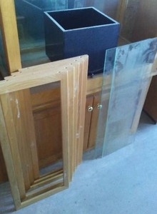 lot 165 image: Miscellaneous Glass, Planter and Oak doors.