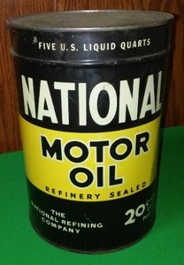 lot 128 image: National Motor Oil 5 Quart Can.