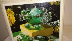 lot 220 image: 12 in. Diameter Punch Bowl, cups, hooks, Ladle