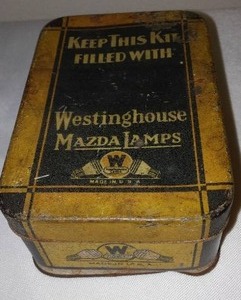 lot 250 image: Westinghouse Mazda Lamp Bulbs Metal Storage