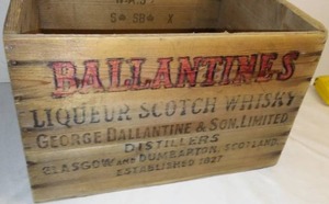 lot 279 image: Liquor Crate Ballentines Scotch Whiskey.