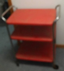 lot 308 image: Vintage 3 Tiered Roller Cart.