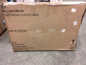 lot 23 image: Hampton Bay Crestridge Steel Outdoor Patio Coffee Table with Tile Top Customer Returns See Pictures
