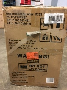 lot 24 image: Husky Regular Duty Welded 24-Gauge Steel Wall Mounted Garage Cabinet in Black (24 in. W x 18 in. H x 12 in. D) Customer Returns See Pictures
