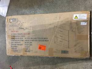 lot 7 image: 3-Drawer 30.6 in. H x 31.5 in. W x 15.5 in. D Chest in White Customer Returns See Pictures