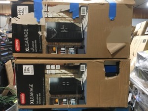 lot 20 image: Lot of 2 - 34.7 in. W x 72.4 in. H x 17.7 in. D 4-Shelves Plastic Freestanding Cabinet in Black Customer Returns See Pictures