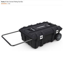 lot 3 image: Husky 25 Gal. Connect Rolling Tool Box, Stanley Detachable Mobile Work Box, RIGID Organizer & HDX Organizer. See Pictures