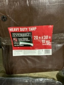 lot 6 image: Everbilt 10 ft. x 12 ft. & 20 ft. x 30 ft. BrownSilver & Tafco 12 ft. x 16 ft. Heavy Duty Tarps. See Pictures