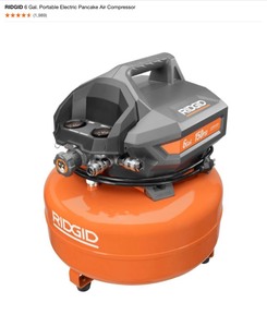 lot 22 image: RIDGID 6 Gal. Portable Electric Pancake Air Compressor. See Pictures
