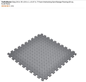 lot 39 image: TrafficMaster Gray 24 in. W x 24 in. L x 0.47 in. T Foam Interlocking GymGarage Flooring (24 sq. ft.) (6-Pack). See Pictures