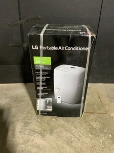 lot 60 image: LG Electronics 7,000 BTU (DOE) 115-Volt Portable Air Conditioner LP0721WSR with Dehumidifier Function and LCD Remote in White. See Pictures