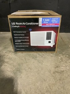lot 64 image: LG Electronics 7,500 BTU 115-Volt Window Air Conditioner LW8021HRSM with Cool, Heat and WiFi in White. See Pictures