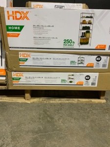 lot 66 image: Pallet of HDX Plastic & Wire Shelving Storage Units. Various Kinds & Conditions. See Pictures