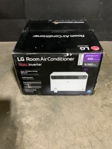 lot 69 image: LG Electronics 9,500 BTU 115-Volt Dual Inverter Smart Window Air Conditioner LW1019IVSM with WiFi and Remote in White. See Pictures