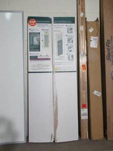 22 in. w x 64 in. h Add-On Enclosed Aluminum Blinds White Steel & Fiberglass Doors with Raised Frame Around Glass