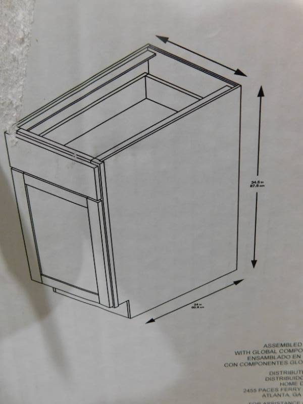 lot 44 image: Courtland Shaker Assembled 15 in. x 34.5 in. x 24 in. Stock Base Kitchen Cabinet in Polar White Finish
