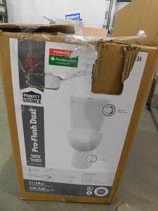 lot 37 image: Project Source Pro-Flush White Dual Flush Elongated Chair Height 2-Piece WaterSense Toilet 12-in Rough-In Size