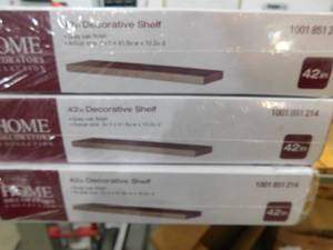 lot 38 image: (3) Home Decorators Collection Chicago 10 in. W x 42 in. D Floating Grey Oak Decorative Ledge