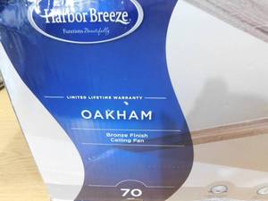lot 57 image: Harbor Breeze Oakham 70-in Bronze LED Indoor Ceiling Fan with Light with Remote (5-Blade)