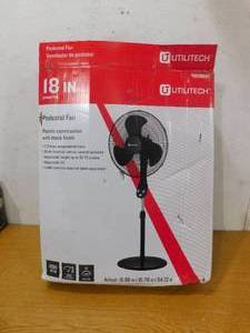lot 60 image: Utilitech 18-in 3-Speed Indoor Black Stand Fan
