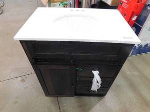 lot 73 image: 30 Vanity with Top - barn door style door