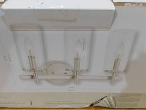 lot 81 image: Progress Lighting Strahan 3-Light Nickel Transitional Vanity Light