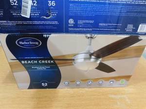 lot 89 image: Harbor Breeze Beach Creek 52-in Brushed Nickel LED Indoor Ceiling Fan with Light and Remote (3-Blade)