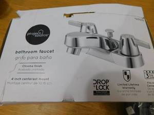 lot 107 image: Project Source Chrome 2-handle 4-in Centerset WaterSense Bathroom Sink Faucet with Drain