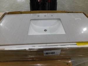 lot 123 image: Bestview Meridian 49-in GrayPolished Engineered Marble Single Sink Bathroom Vanity Top