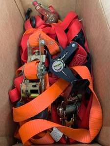 Box Full of Tie Down Straps  Ratchets