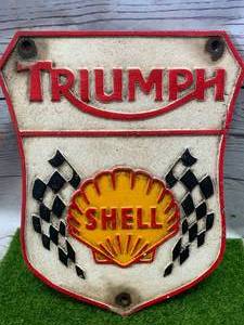 Triumph Shell Cast Iron Sign 10 �� Tall