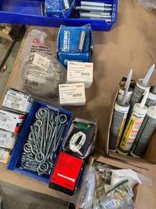 Large Lot of Hardware & 2 Blue Bins
