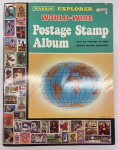 World Wide Postage Stamp Album w 68 Stamps